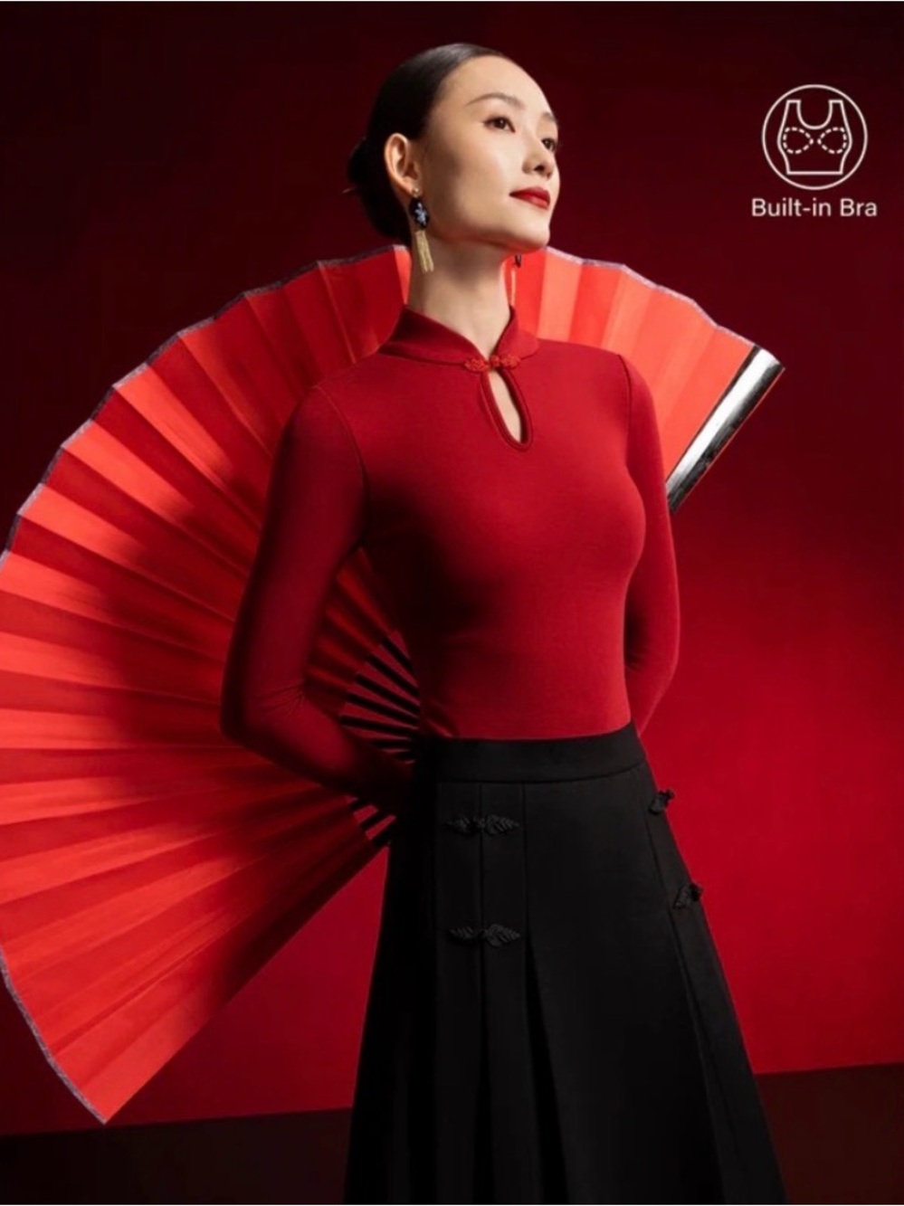 OGL Red Mandarin-Style Knot Top